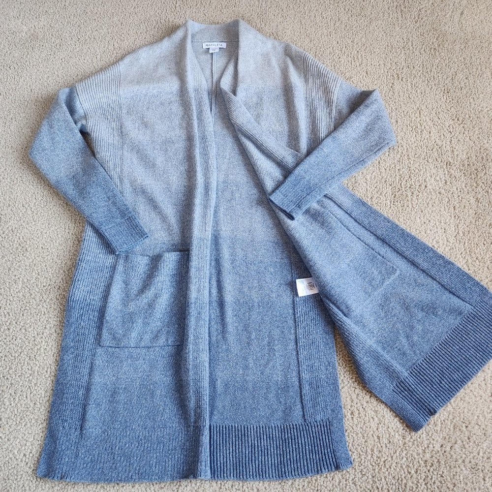 Athleta Spirit Wool/Cashmere Ombre Wrap Duster Sweater Cardigan - Picture 5 of 11